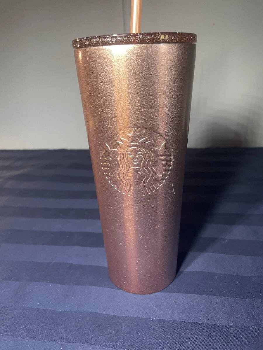 Starbucks Reusable Cold Cup Tumbler with Dark Pink Rose Crystals