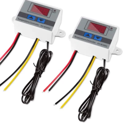 2PCS Digital Temperature Controller AC DC Incubator Thermostat LED w/ NTC Sensor
