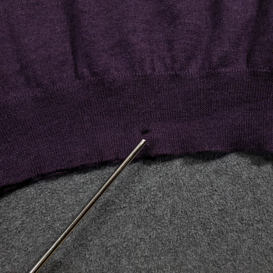Suéter Neiman Marcus 100% Lana Merino Para Hombre Mediano Púrpura Cuello Estilo Polo Foto 4 de 4