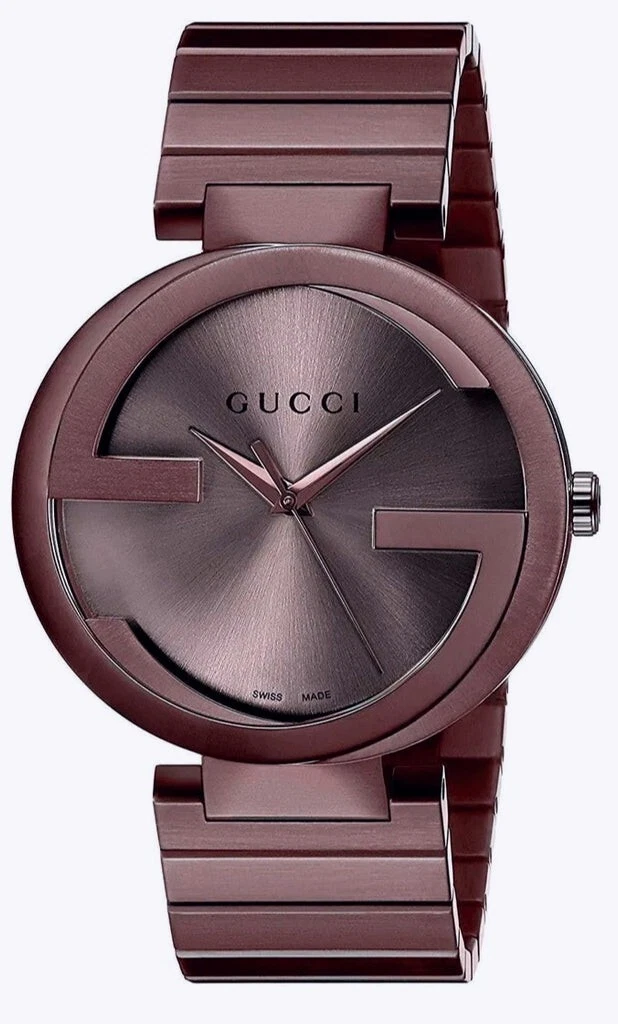 Montre à quartz pour homme Gucci YA133211 emboîtable XL PVD 42 mm acier cadran marron
