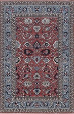 Red Light Blue Ziegler Turkish Area Rug 4x6 Hand-knotted Floral Foyer Carpet