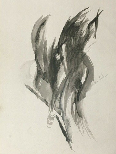 Original 9" x 12" "Angelheart" Abstract artwork ~Lori Clark Graphite Drawing Now - Picture 3 of 6