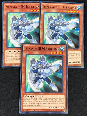 YUGIOH ELEMENTAL HERO BUBBELMAN SDHS-EN012 1ST COMMON X3 (NM)