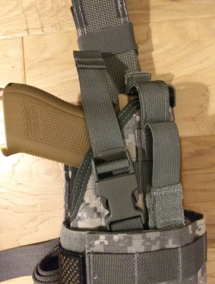 fits Glock 22 23 27 .40 🇺🇸 Holster Heavy Canvas Leg Drop Camo Molle w/ flag - Image 2 of 4