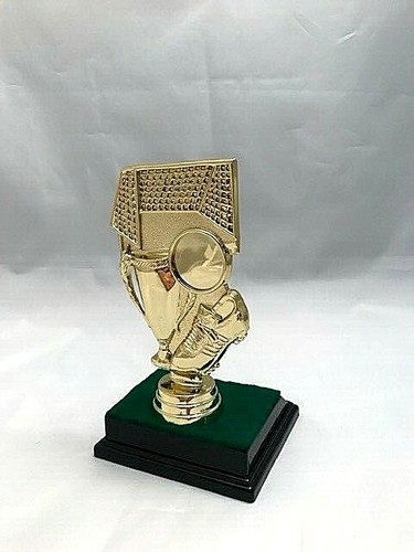 ⚽SOCCER THEME TROPHY ON BLACK BASE PERSONALIZED GOLDTONE PLASTIC 5.75 INCHES - Picture 2 of 4