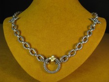 COLLAR BARBARA BIXBY CADENA 30" SS 18K CÍRCULO ANILLO FLOR ESLABÓN TALLADO Regalo