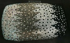 New Silver and Black Ombre Crystal Evening Clutch Bag -Fits Iphone