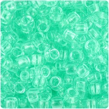 BeadTin Green Aqua Transparent 9mm Barrel Pony Beads 500pcs 