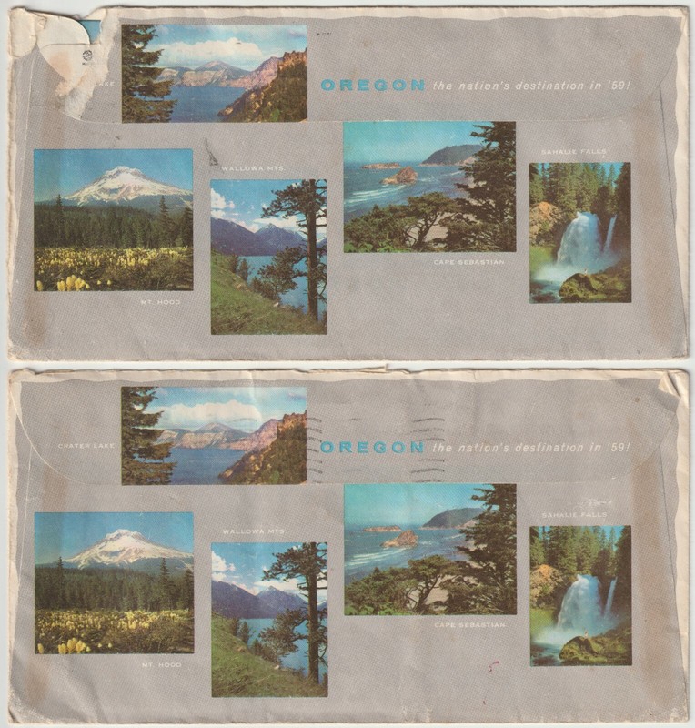 Oregon State Centennial 1859-1959 Letterhead & Matching envelopes USED & POSTED