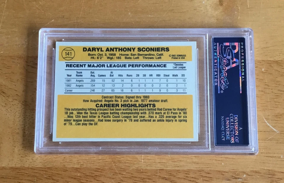 Daryl Sconiers California Angels Signed Autograph 1983 Donruss PSA/DNA Slabbed - Image 2 of 2