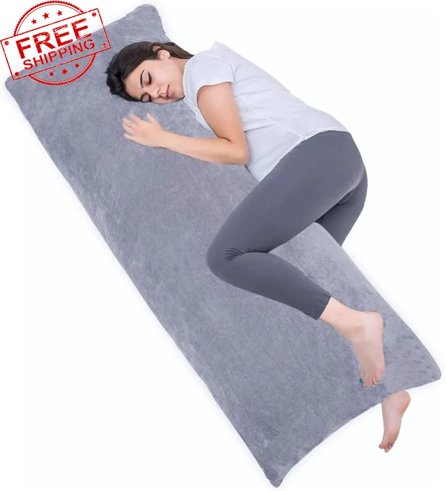Full Body Pillow Long Sleeping Big Pillows Bed Firm Large 20X54 Inches Dark Grey