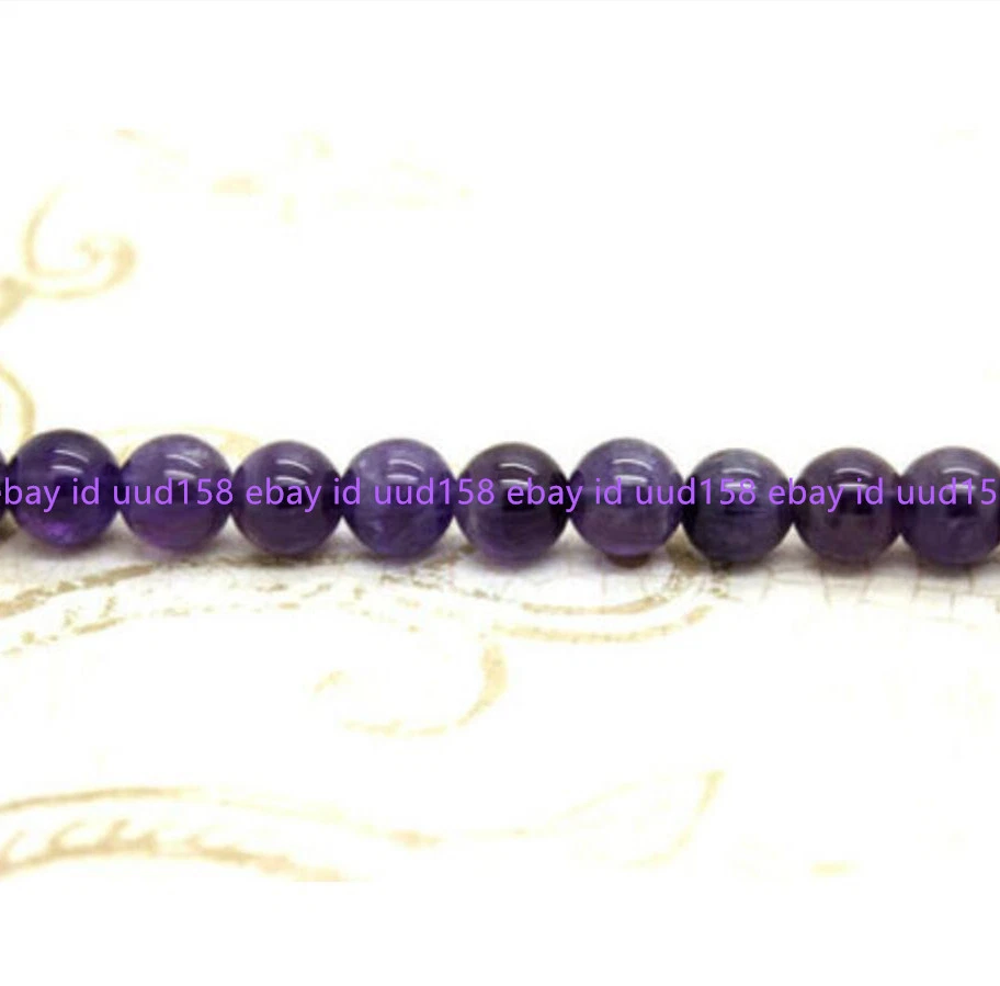 Enormes cuentas sueltas redondas de amatista púrpura naturales de 6/8/10/12/14/16 mm 15"" AA Foto 3 de 4