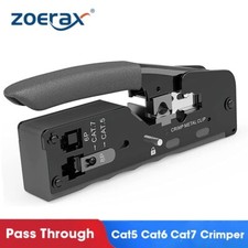 ZoeRax RJ45 Crimp Tool Pass Through Connectors Crimper for Cat7 Cat6 Cat6a Cat5