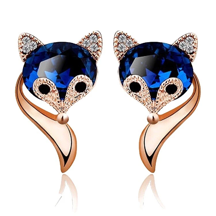 Pendientes de Moda enchapado en oro rosa de zafiro