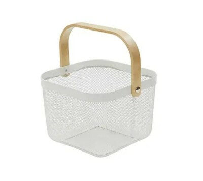 WHITE Wire Mesh Basket Book File Toys STORAGE HAMPER BOX