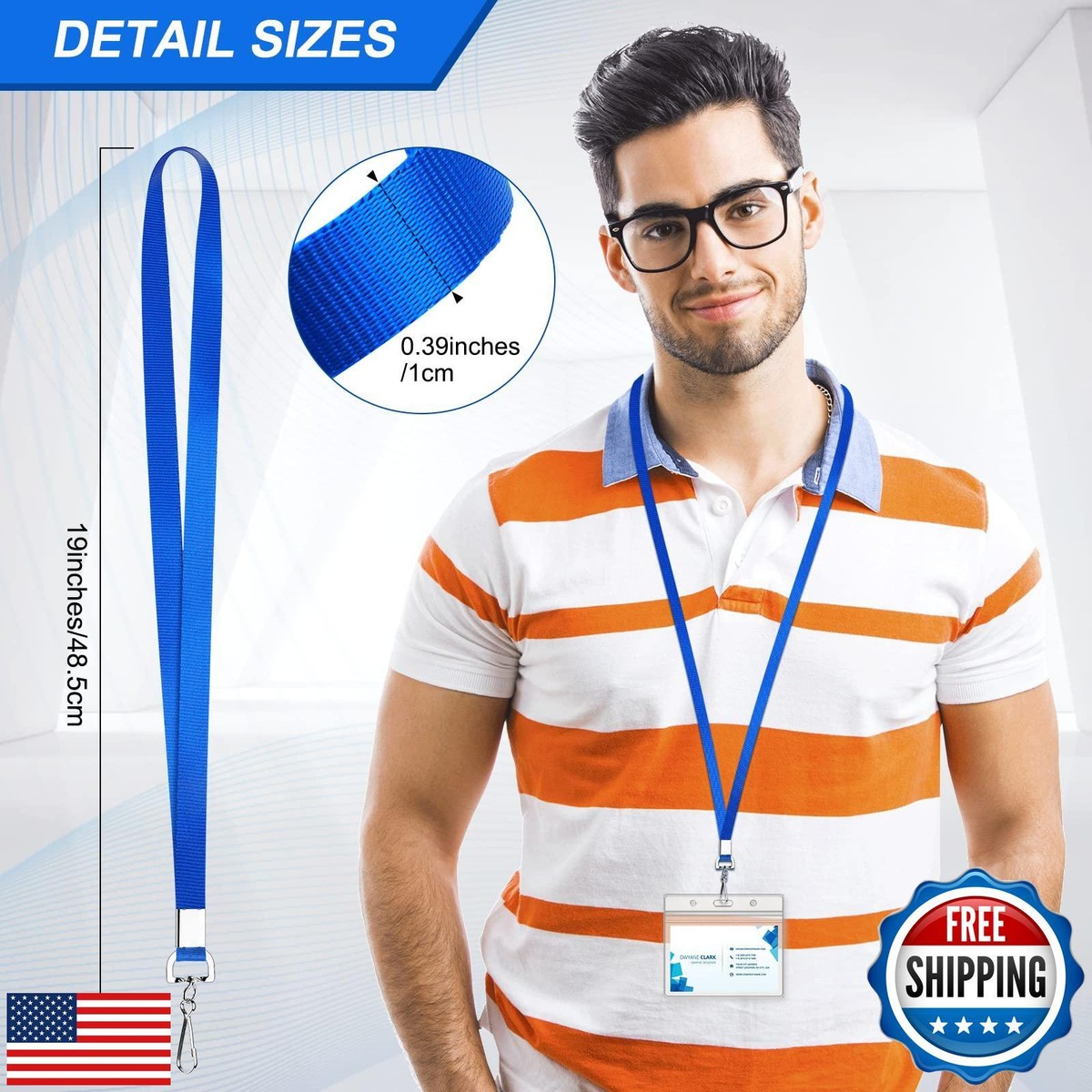 Maileto 50 Pack Orange Lanyards Bulk - Flat Nylon With Swivel Hook & Badge Clip, 19 Inch For ID Badges - View #4