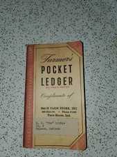 1950 - 1951 John Deere FARMERS POCKET LEDGER Mace Farm Store Inc. Terre Haute, I