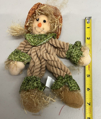 Dan Dee Rope Scarecrow Figure Plush 8'' Collectors Choice Straw Hat Free Shipping
