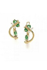 14K Solid Yellow Gold Emerald May Birthstone Butterfly Leverback Earrings L5-5