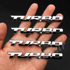4x Chrome Metal Turbo T Car Auto Trunk Rear Tailgate Emblem Badge Decal Sticker