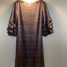 Roz & Ali Women's Sweater Dress 6 Scoop Neck Stretch Gray Plaid