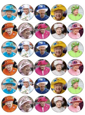 Regina Elisabetta II Cappelli Topper per Cupcake Wafer Edibile Carta Fairy  Torta