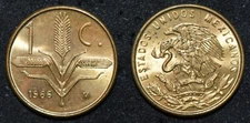 1966 Mexico 1 Centavo - Uncirculated - KM417 - Brass
