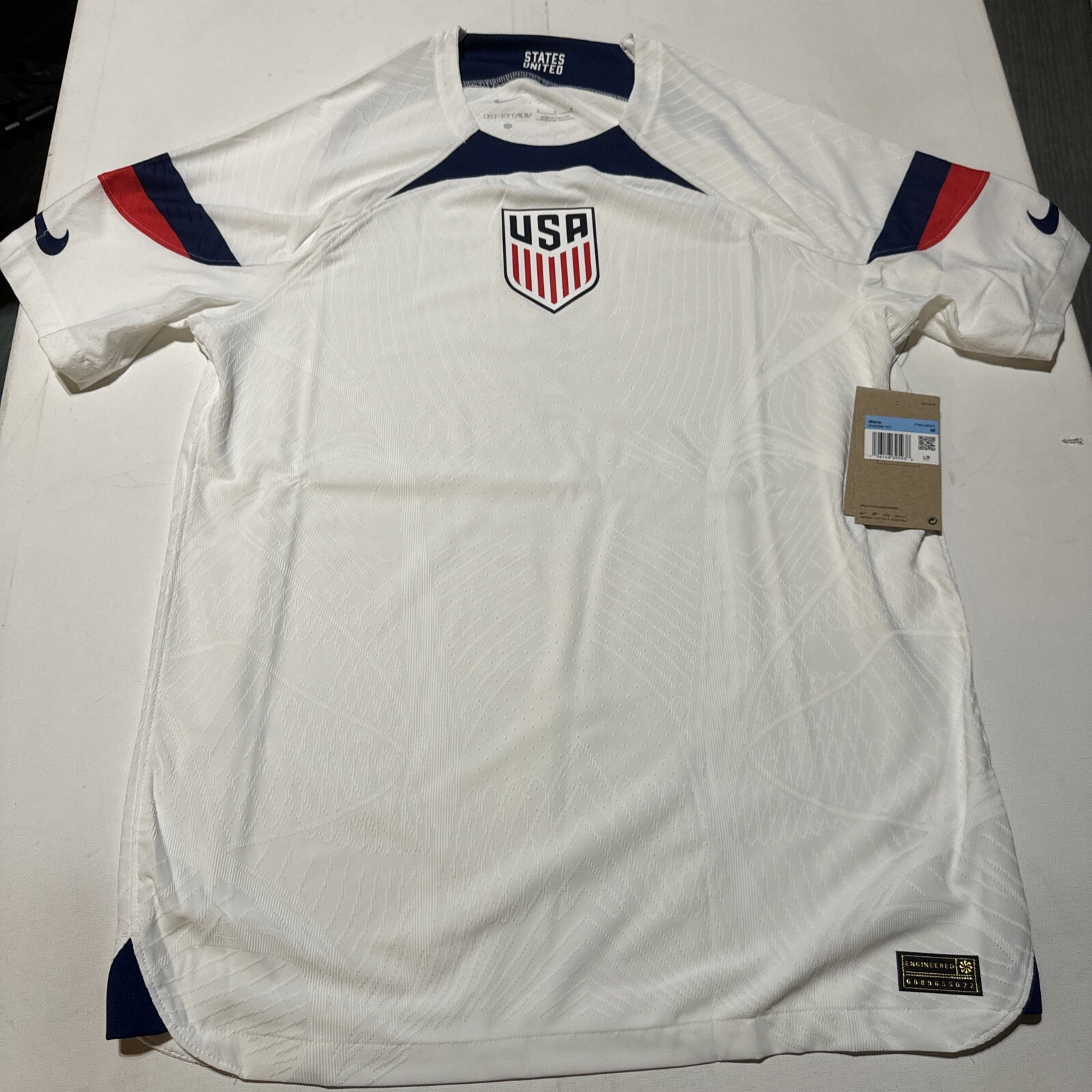 Nike Vapor Match USA USMNT Home Soccer Jersey White DN0638-101 Authentic Medium