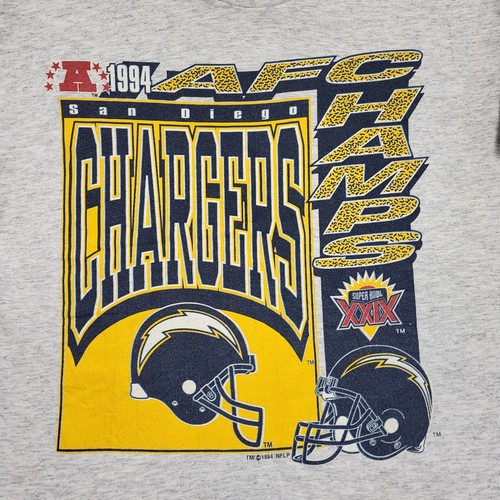 Vintage Grey 94 Superbowl 1994 Chargers Single Stitch T-Shirt UK Men's L - Picture 4 of 7