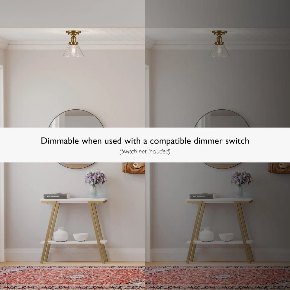 Augustin Ceiling Light, 1-Light, Semi-Flush, Seeded Glass Glow, Dimmable, E26... - Image 4 of 4