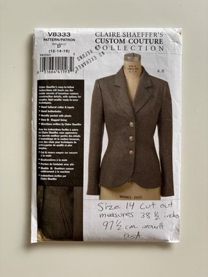 Vogue V8333 Claire Shaeffer Custom Couture Jacke Muster SCHNITT Größe 14