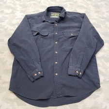 Field  Stream Shirt Mens Blue Chamois Flannel Pockets Long Sleeve Button-Up