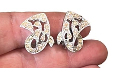 Vintage EMMONS Rhinestone Clip On Earrrings Silver Tone Ribbon Women's Jewelry