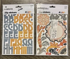 Basic Grey **AMBROSIA** Set Of 2 Coordinating Chip Stickers Alphabet/Shapes NEW