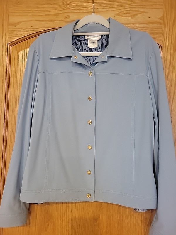 St John Marie Gray Blue Rayon Jacket EC