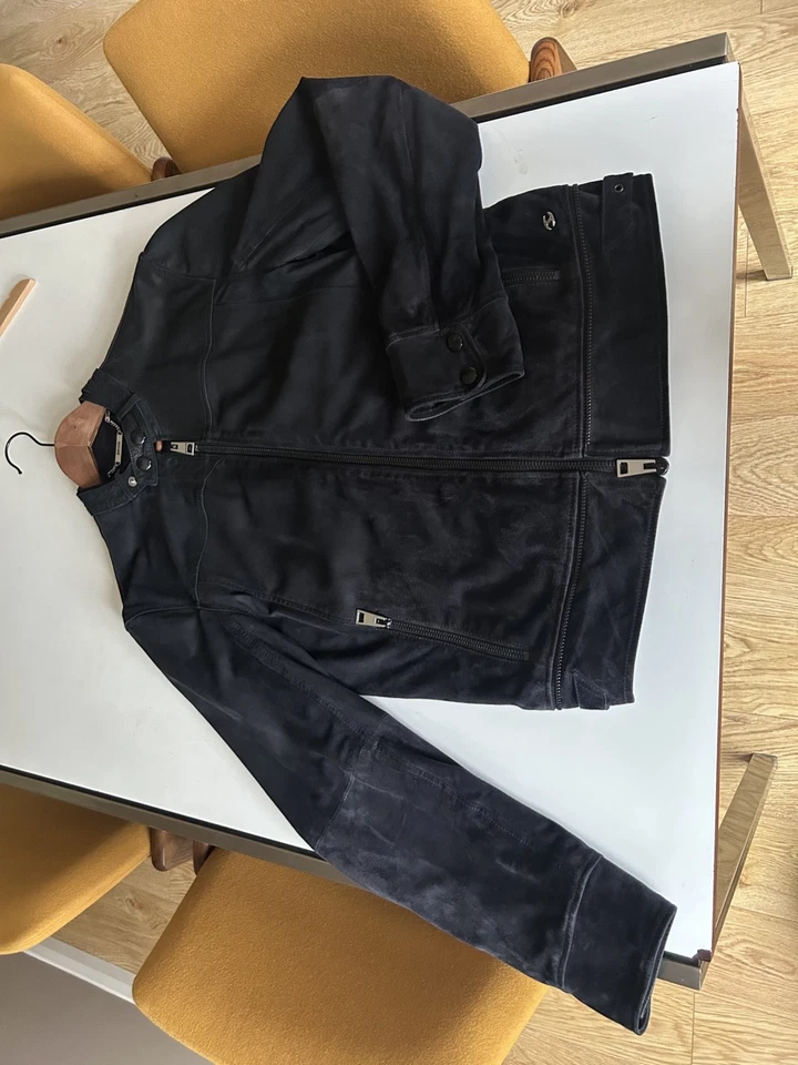 Men’s Roberto Cavalli Navy Leather Jacket Size 48 Just Cavalli - Image 4 of 4