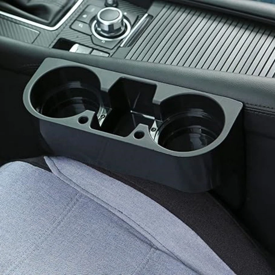 Asiento de coche Costura Hueco Cuña Bebida Negro Portavasos Soporte de montaje para bebidas Soporte de almacenamiento Foto 2 de 4