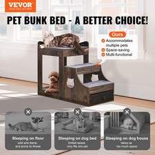 For Pet Bunk Bed with Removable Stairs, Dog/Cat Window Perch with Storage, Mul
