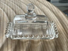 Vintage Candlewick Glass Half Stick Butter Covered Dish W/Knob Finial 4.5”x3”x3”