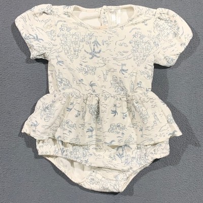 Modern Moments by Gerber Baby Girls 24M Blue Toile Cotton Skirt Romper Bodysuit