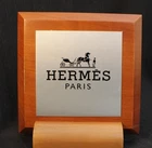 Hermes Advertising Sign with Wooden Base