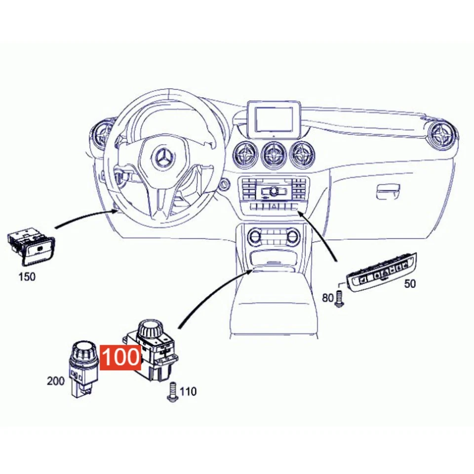 For Mercedes-Benz W246 B-Class 2012-19 COMAND Controller Knob Crystal Cover Trim Foto 3 de 4