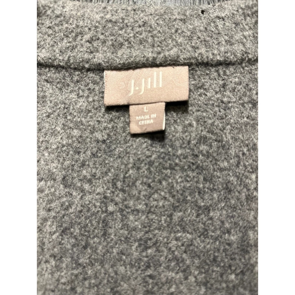 Abrigo envolvente J Jill para mujer gris mezcla de lana cuello chal talla L Foto 2 de 4
