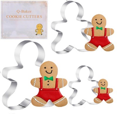 3PCS Gingerbread Man Cookie Cutters, 5.12'' 4.34'' 3.42'' Gingerman A-style 