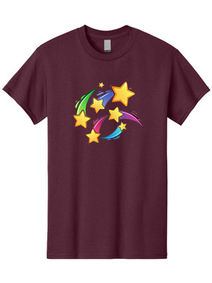 Colorful-Shooting-Stars Mens Graphic Tee, 100% Cotton, Casual Summer Wear