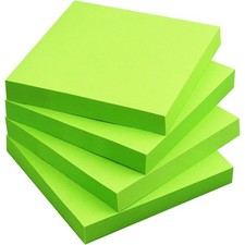 3x3 Self-Stick Notes Bright Colors 4 Pads 100 Sheets per Pad Green Sticky Notes