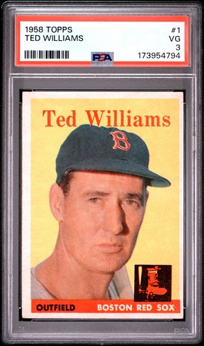 1958 Topps Ted Williams #1 PSA 3 Very Good Vintage Brand New Slab Red Sox HOF!