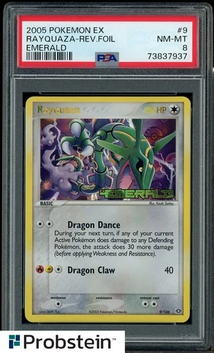 2005 Pokemon Ex Emerald #9 Rayquaza Reverse Foil PSA 8 NM-MT