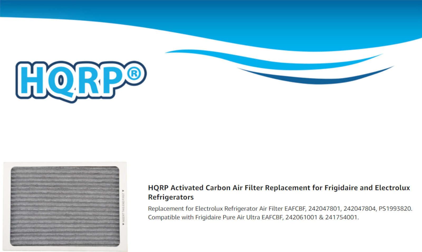 HQRP Refrigerator Carbon-Activated Air Filter for Electrolux 242047801