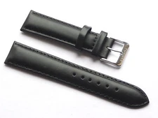 Replacement High Quality Lug 20mm Black Genuine Leather Strap Men's
